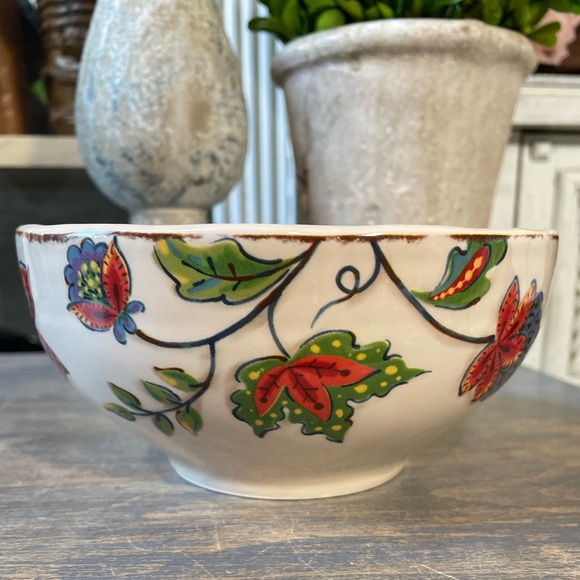 Pier 1 floral Elizabeth cereal salad bowl flowers - Picture 2 of 5